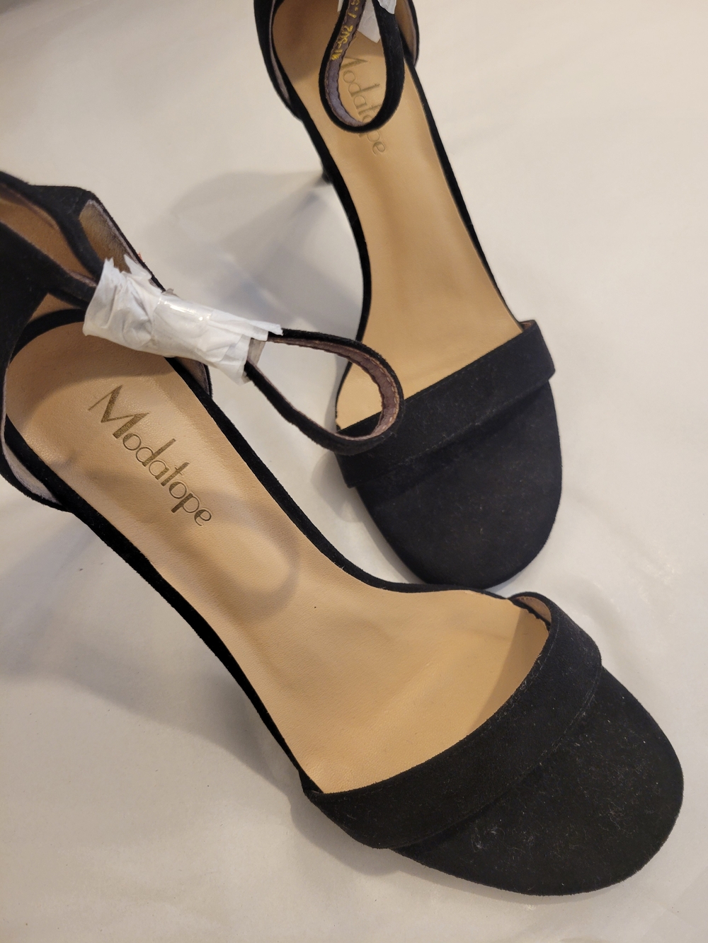 NWOT Modatope Black Open-Toe Ankle Strap Heels Sz 7.5